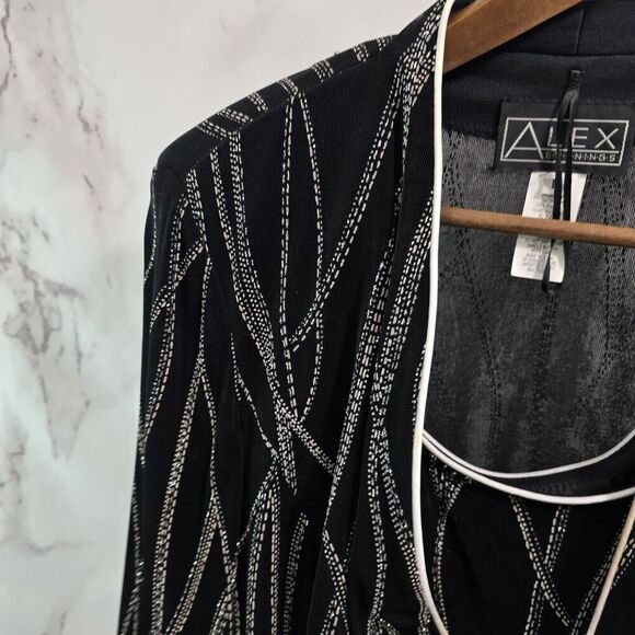 Alex Evenings Jacket Women Large Black Sparkle Shimmer Metallic Tank Set Two - Picture 2 of 16